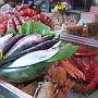 Divers poissons et crustacés offerts dans les bistro